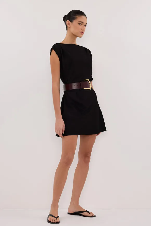 MARMO BLACK DRAPED MINI DRESS