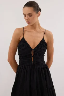 MARNIE BLACK RAMIE MIDI DRESS