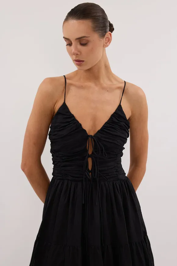 MARNIE BLACK RAMIE MIDI DRESS
