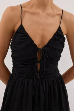 MARNIE BLACK RAMIE MIDI DRESS