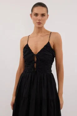 MARNIE BLACK RAMIE MIDI DRESS