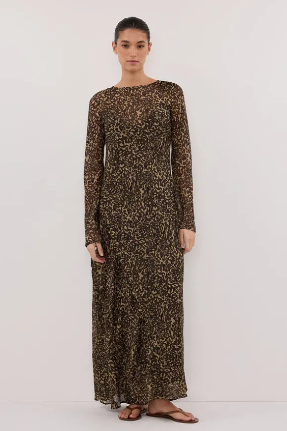 MARVILLA CHOC SLEEVED MAXI DRESS