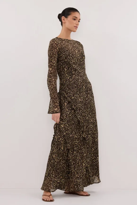 MARVILLA CHOC SLEEVED MAXI DRESS