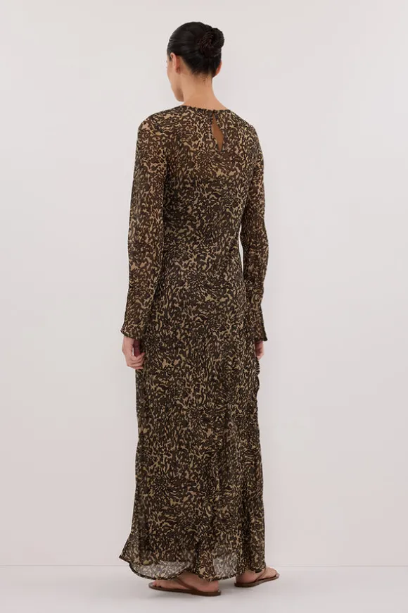 MARVILLA CHOC SLEEVED MAXI DRESS