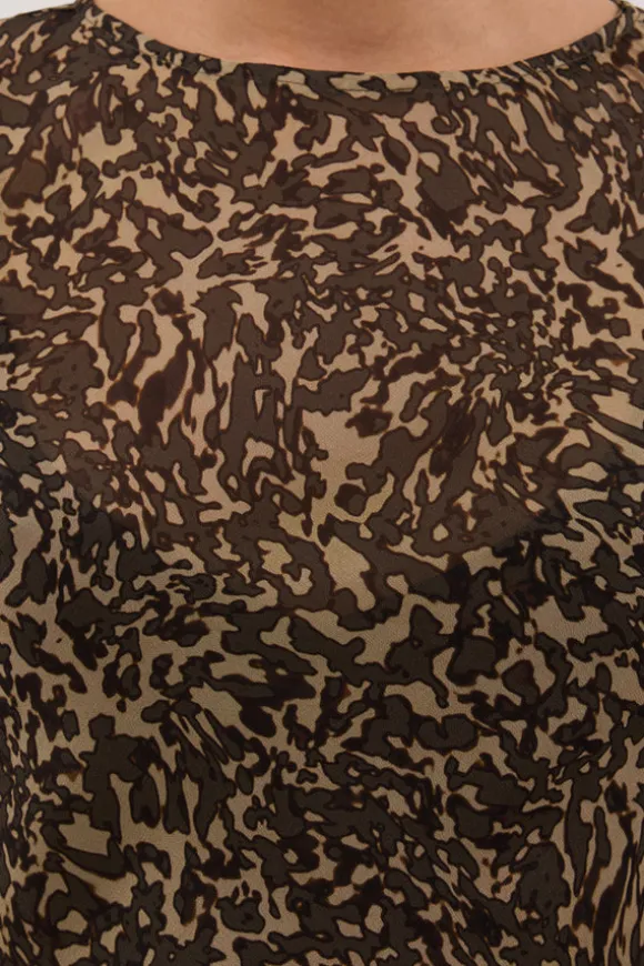 MARVILLA CHOC SLEEVED MAXI DRESS