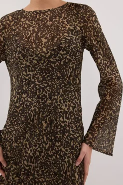 MARVILLA CHOC SLEEVED MAXI DRESS