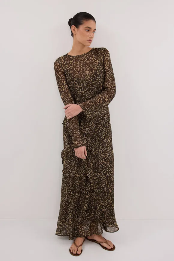 MARVILLA CHOC SLEEVED MAXI DRESS