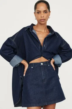 MASON INDIGO DENIM MINI SKIRT