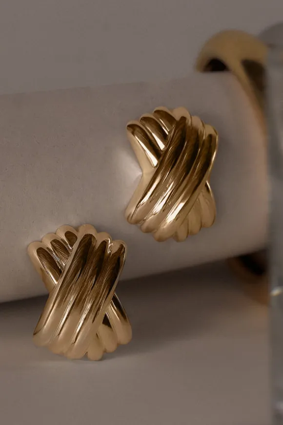 MÉGA TRIPLE X GOLD EARRING