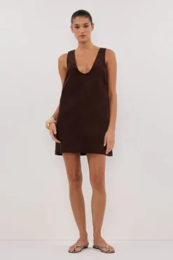 MILA CHOC COTTON CORDUROY MINI DRESS