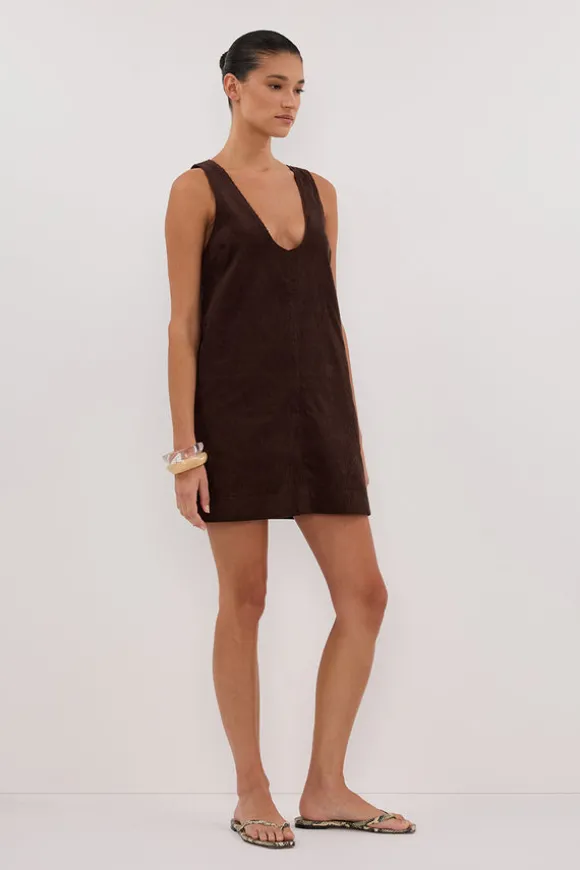 MILA CHOC COTTON CORDUROY MINI DRESS