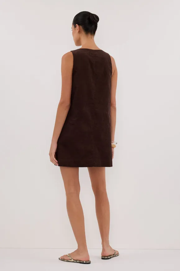 MILA CHOC COTTON CORDUROY MINI DRESS