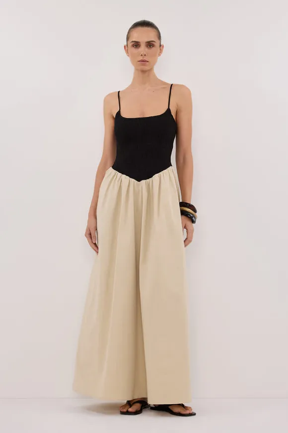 MILANO BLACK AND STONE MIDI DRESS