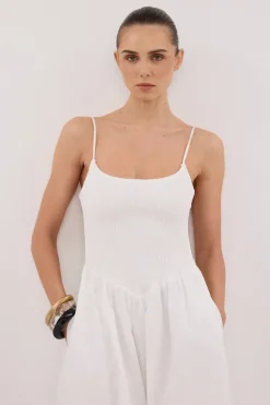 MILANO WHITE COTTON MIDI DRESS