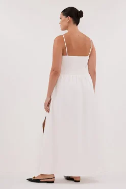 MILANO WHITE COTTON MIDI DRESS