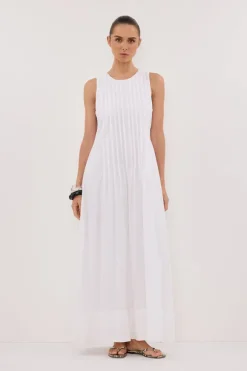 MILO WHITE LINEN BLEND MIDI DRESS