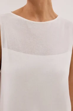 MIRA WHITE DOUBLE LAYER KNIT TOP