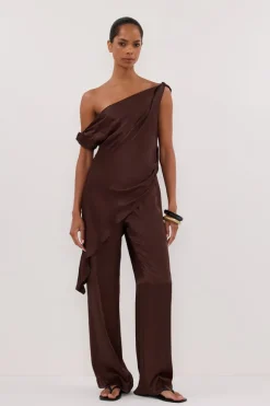 MONICA BITTER CHOC SATIN PANT