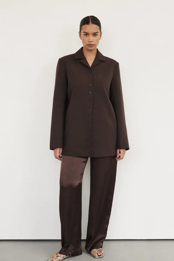 MONICA BITTER CHOC SATIN PANT