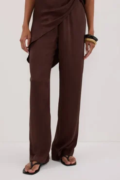 MONICA BITTER CHOC SATIN PANT