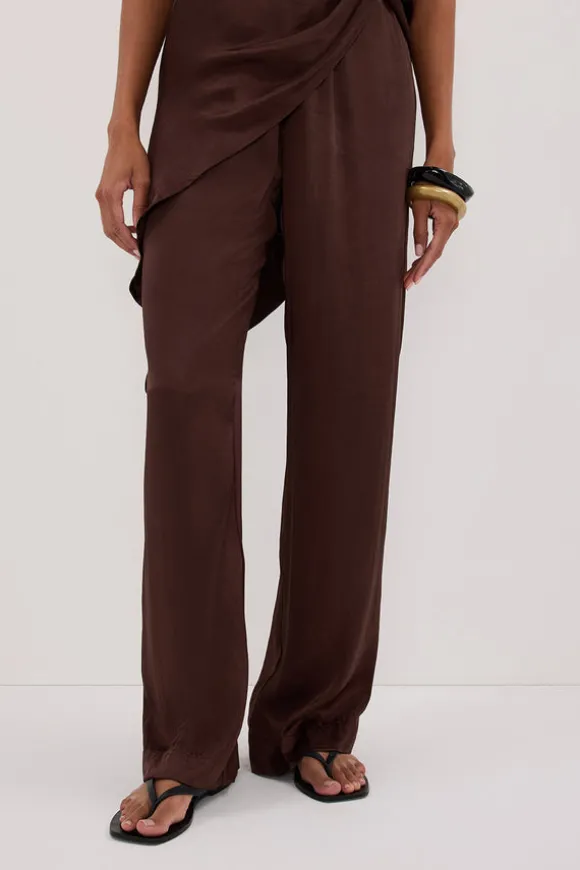 MONICA BITTER CHOC SATIN PANT