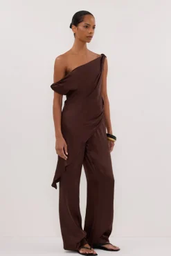 MONICA BITTER CHOC SATIN PANT