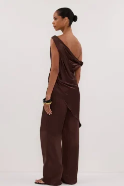MONICA BITTER CHOC SATIN PANT