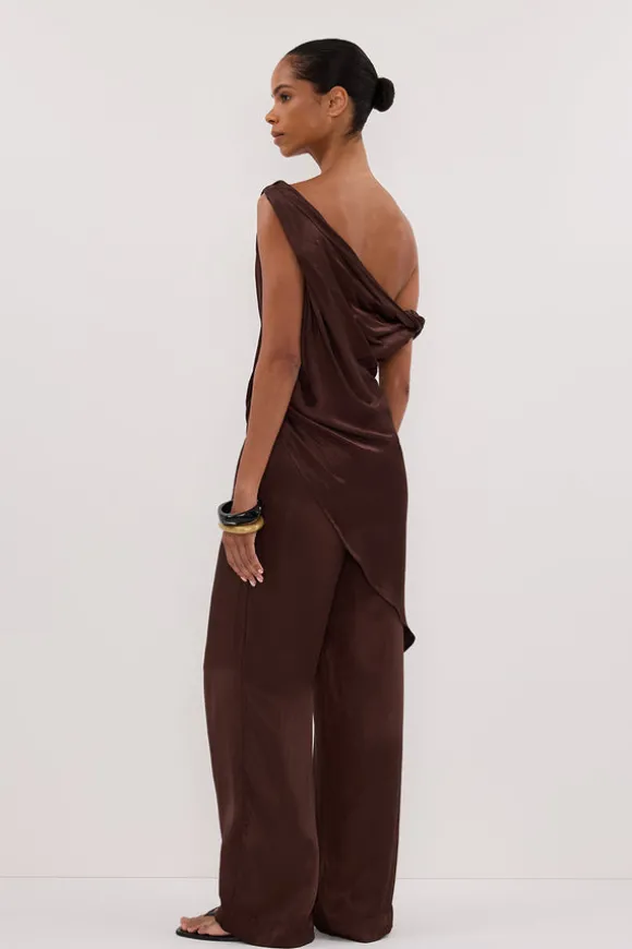 MONICA BITTER CHOC SATIN PANT