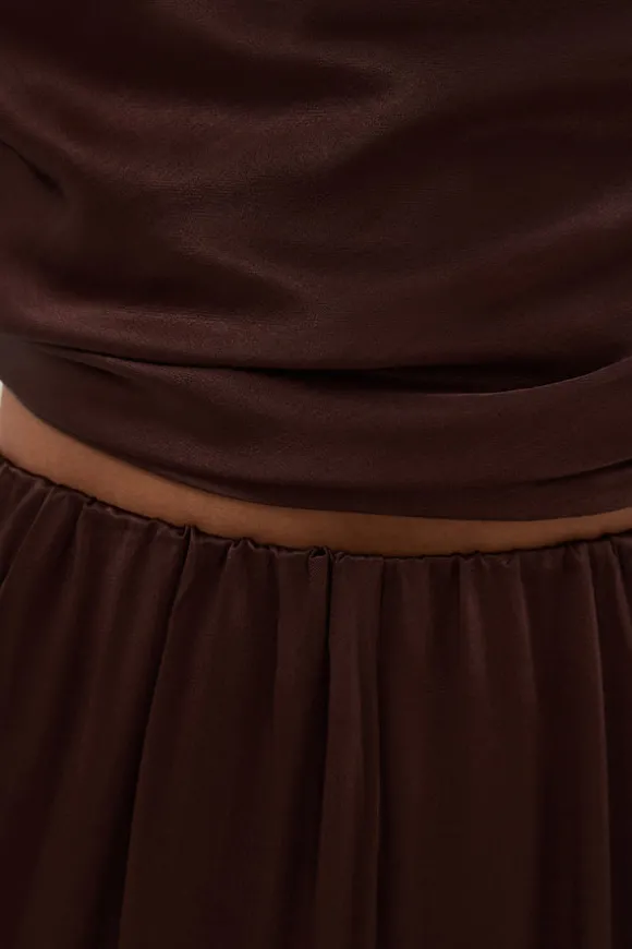 MONICA BITTER CHOC SATIN PANT