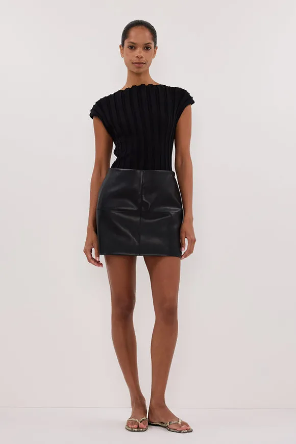 MONTY BLACK FAUX LEATHER MINI SKIRT