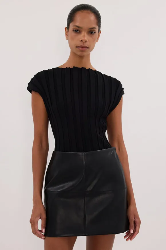 MONTY BLACK FAUX LEATHER MINI SKIRT
