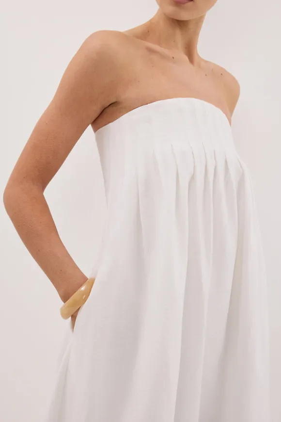 MORGAN WHITE STRAPLESS MIDI DRESS