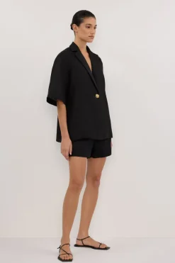 NALA BLACK LINEN RESORT SHIRT