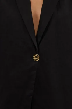 NALA BLACK LINEN RESORT SHIRT