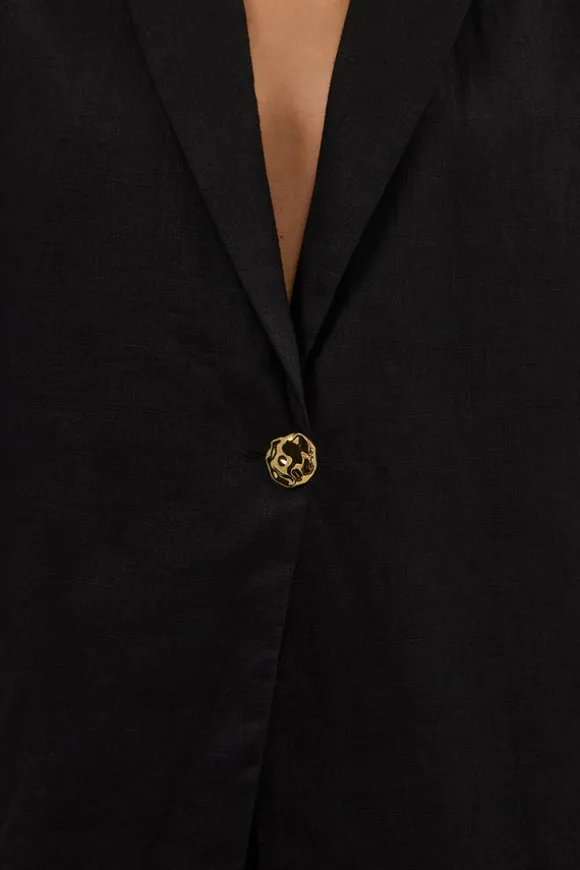 NALA BLACK LINEN RESORT SHIRT