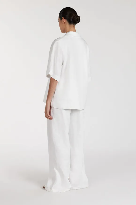 NALA WHITE LINEN RESORT SHIRT