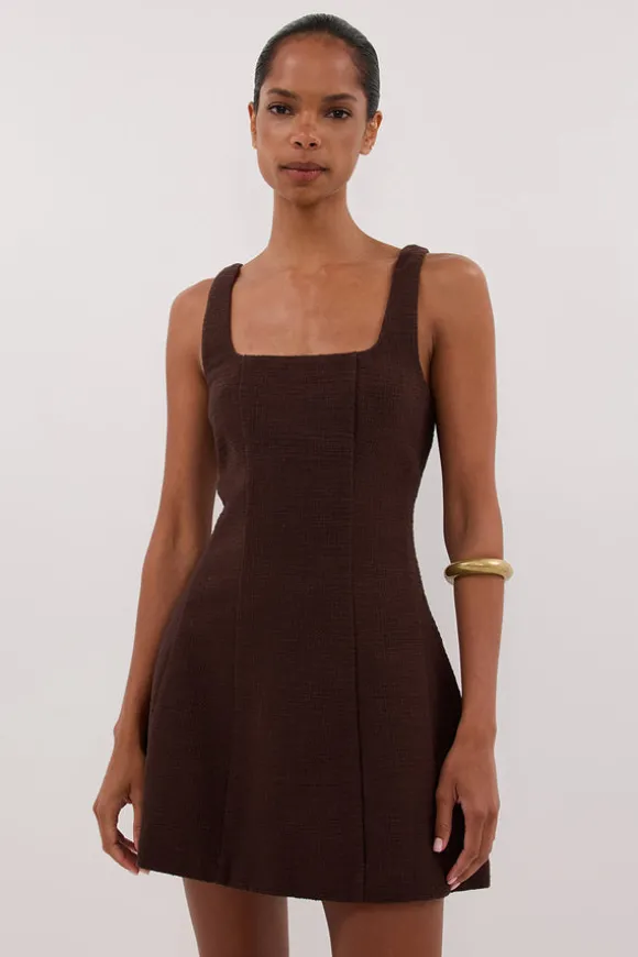 NIEVE CHOCOLATE SLEEVELESS MINI DRESS