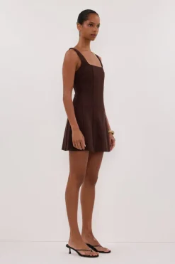NIEVE CHOCOLATE SLEEVELESS MINI DRESS