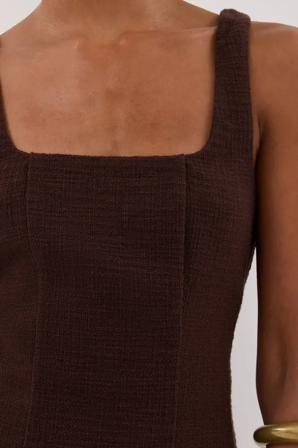 NIEVE CHOCOLATE SLEEVELESS MINI DRESS