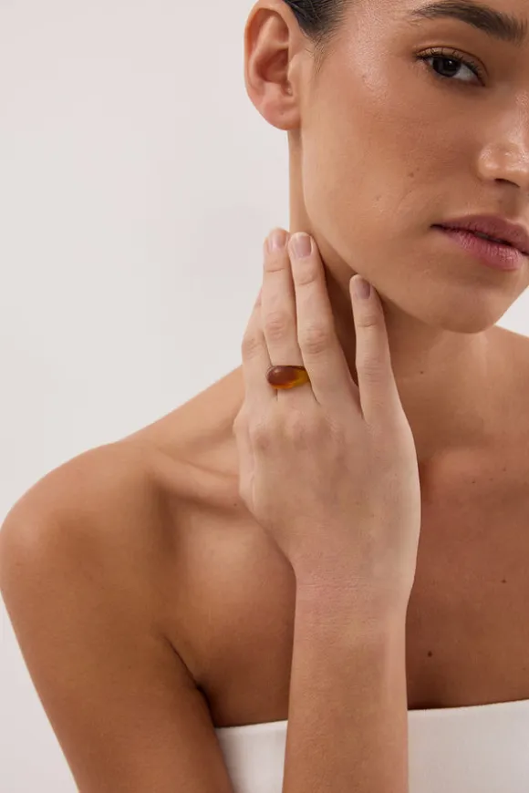 NOAH THE LABEL BROWN CHUNKY RESIN RING