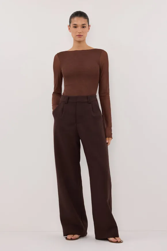 NYRA CHOC MESH LONG SLEEVE TOP