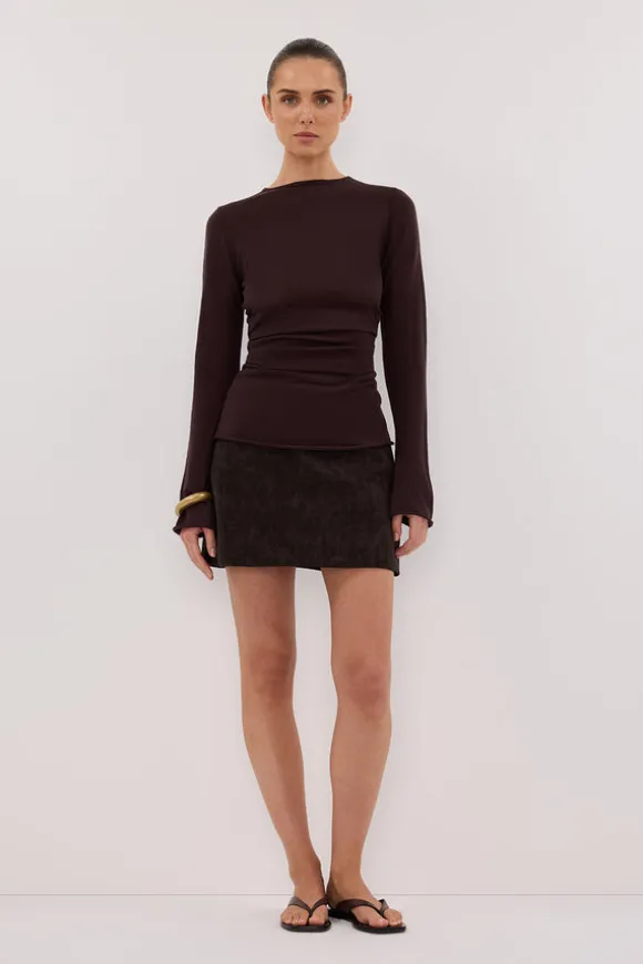 OAKLAND CHOC FAUX SUEDE MINI SKIRT