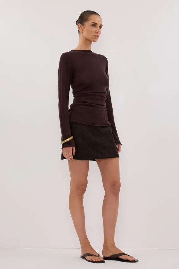OAKLAND CHOC FAUX SUEDE MINI SKIRT