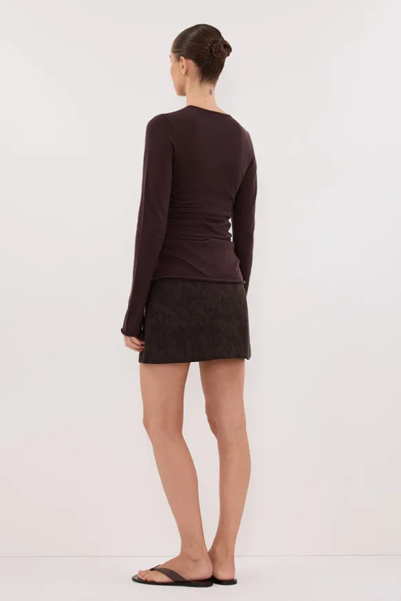 OAKLAND CHOC FAUX SUEDE MINI SKIRT