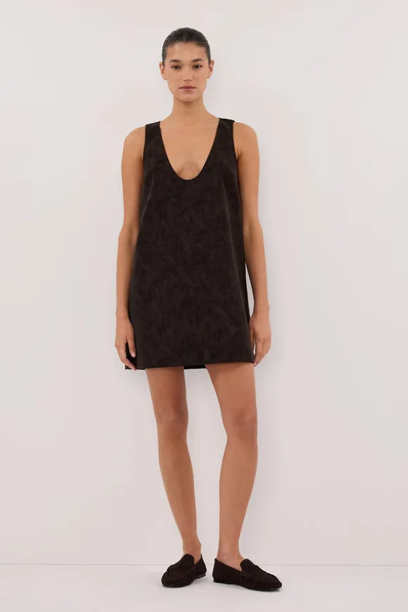 OAKLAND CHOC FAUX SUEDE MINI DRESS
