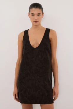 OAKLAND CHOC FAUX SUEDE MINI DRESS