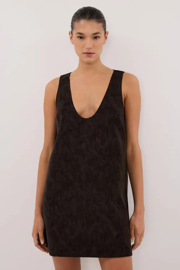 OAKLAND CHOC FAUX SUEDE MINI DRESS