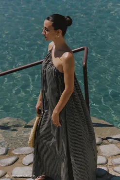 PALMA BITTER CHOC SILK BLEND MIDI DRESS