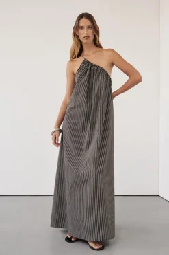 PALMA BITTER CHOC SILK BLEND MIDI DRESS