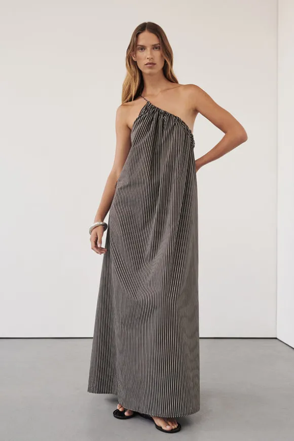 PALMA BITTER CHOC SILK BLEND MIDI DRESS